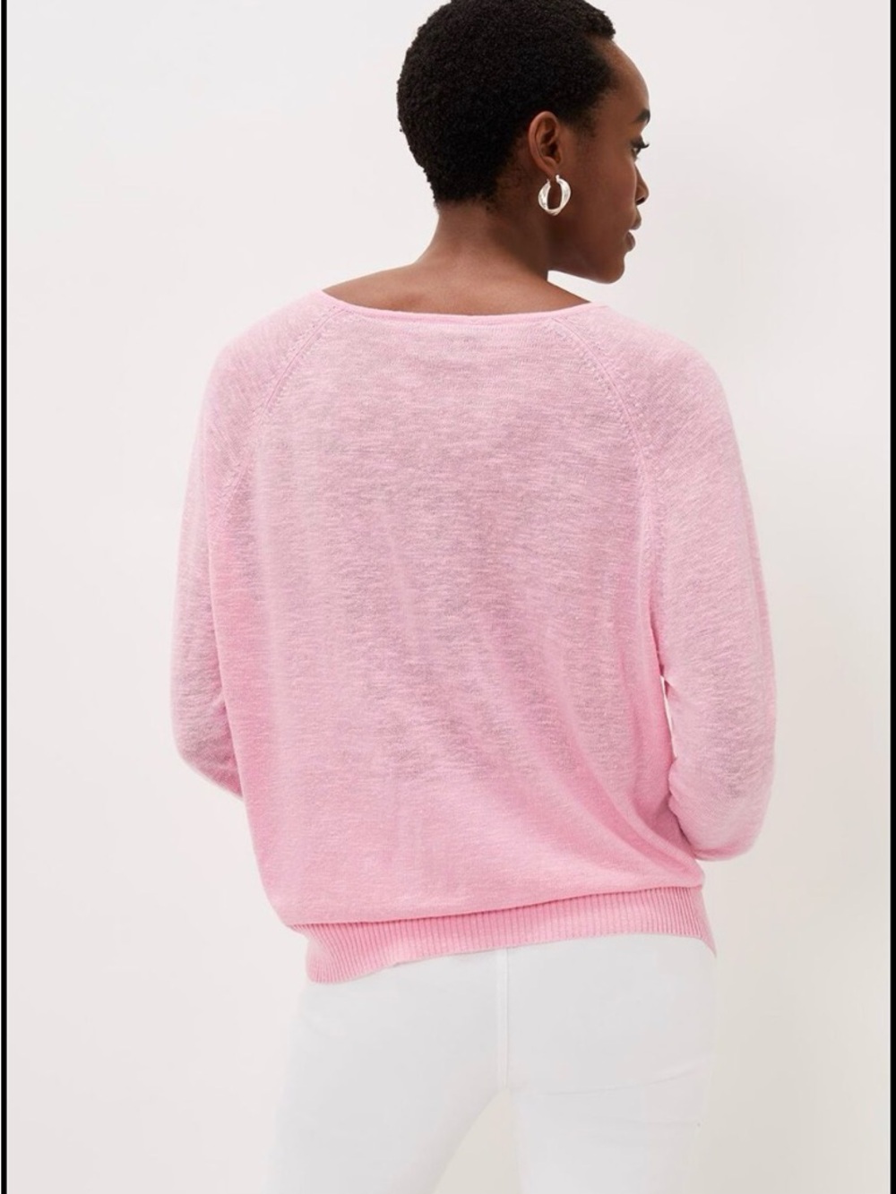 J. Crew Light Pink Boatneck Lightweight Sweater 100% Linen